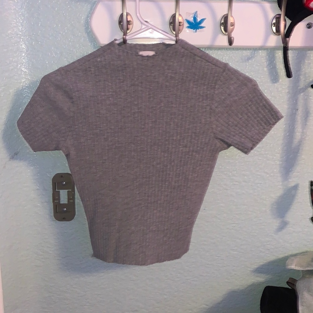 Grey Cropped Turtle neck